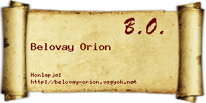 Belovay Orion névjegykártya